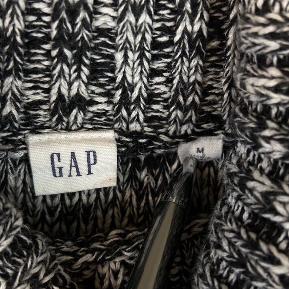 Gap Cable Knit Turtleneck Sweater Womens Black White Marled Size Large - Picture 5 of 5